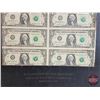 Image 4 : USA $1 Bills 1981 Green Seal (16) UNCUT SHEET 2X8 (FLAT) "Department of the Treasury : Washington, D