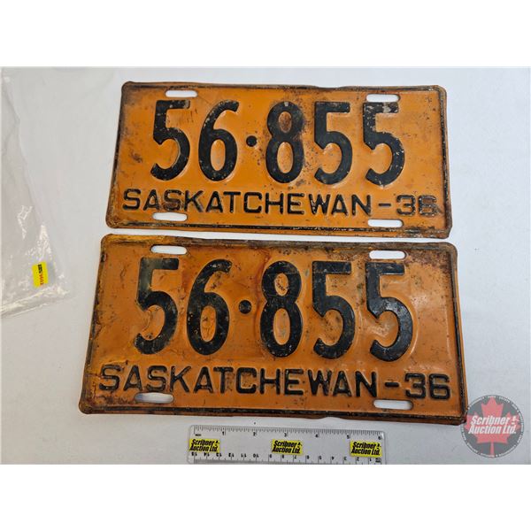 LICENSE PLATES (2) : Saskatchewan 1936