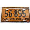 Image 2 : LICENSE PLATES (2) : Saskatchewan 1936