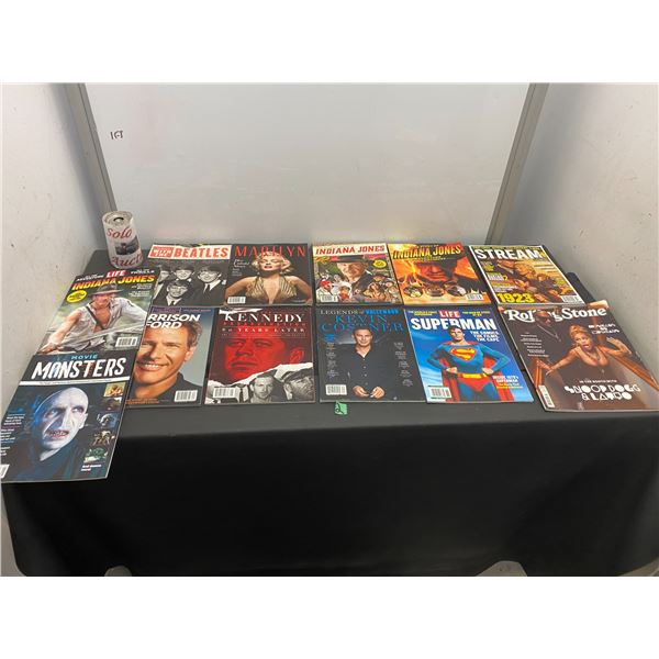 12 Back issues of magazines featuring Marilyn Monroe, Indiana Jones and more