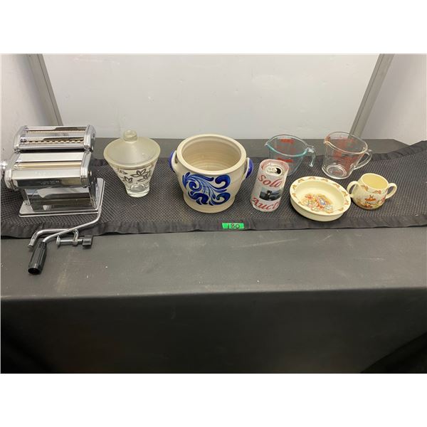 Vintage items including Bunnykins by Royal Daulton set, pasta press and more