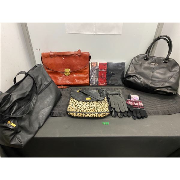 Lot of women's purses, gloves and scarfs