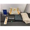 Image 1 : LV bag (not authentic), wallet, picture frame and scarfs and more