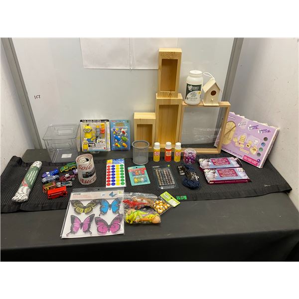 Assorted lot of craft items, children's toys and more