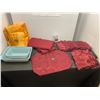 Image 1 : Table clothes, placemats and runner, Cake Boss baking dishes (New)