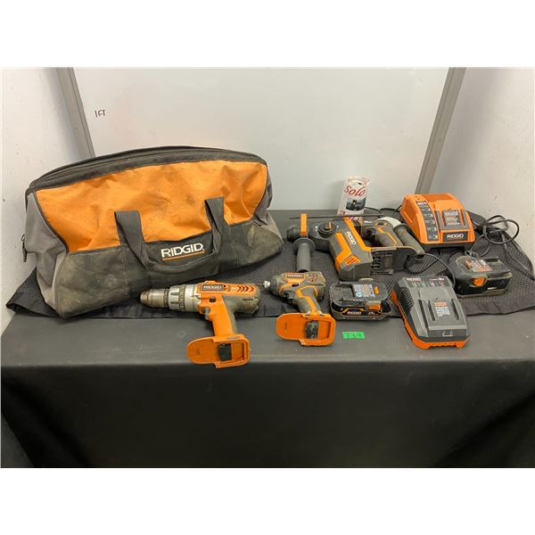 Ridgid power tool cordless set with batteries, charger and carrying bag - Working