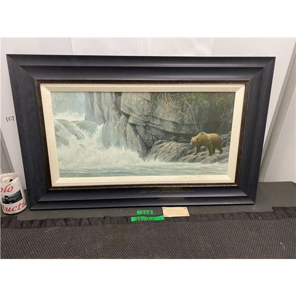 Signed Robert Bateman print framed, titled "Fishing Hole" 54/180 sold for $1095.00 in 2012
