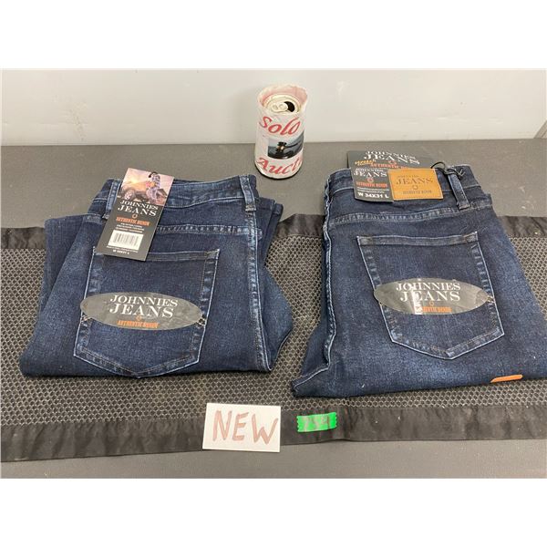 2 Pairs of new Johnnies Jeans brand denim pants size 34W x 31L
