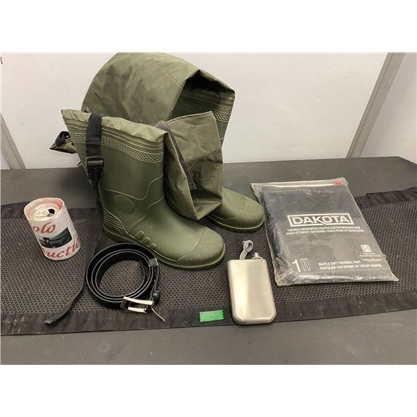 Hip waders and waffle knit thermal pants and more