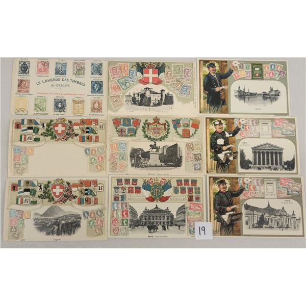 International Stamps on Postcards 28 Cards