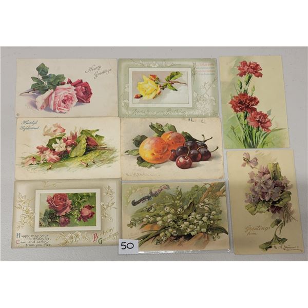 Signed Artist Klein Flower Postcards Approx. 40
