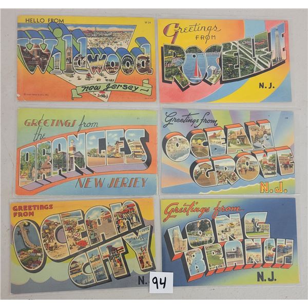 Large Letter Linen New Jersey Postcards 35
