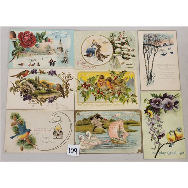 Animals - Holiday Greeting Postcards with Birds Approx. 160