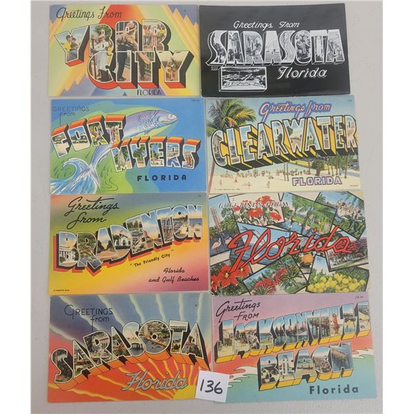 Florida Large Letter Linen Postcards 36