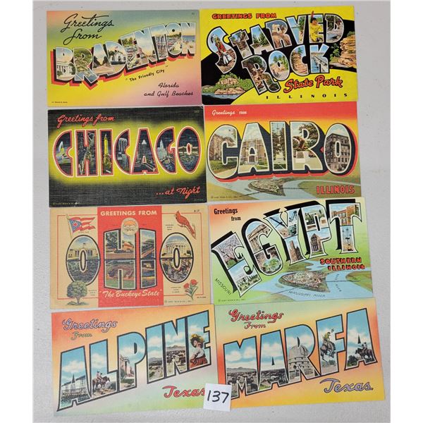 Large Letter Linen Postcards 60+