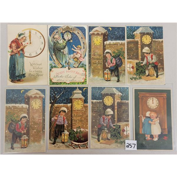 New Years Holiday Greetings with Children & Clocks 16 Postcards