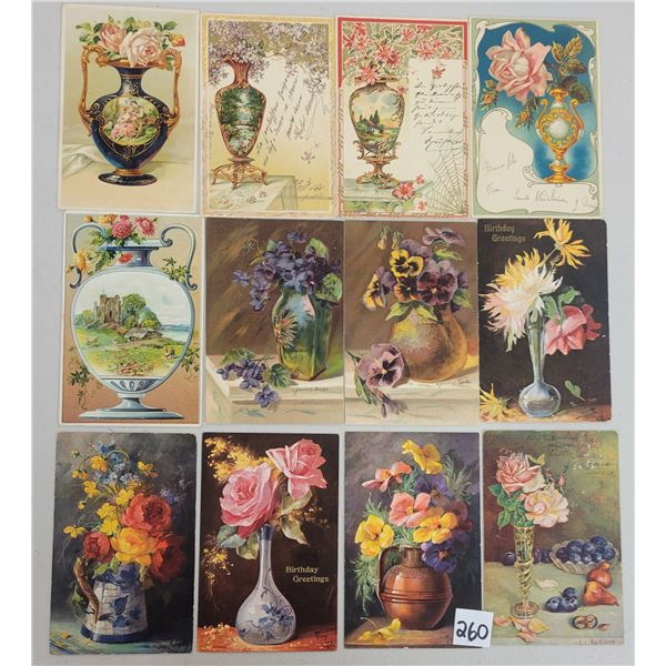 Greetings with Flower Vases 19 Postcards