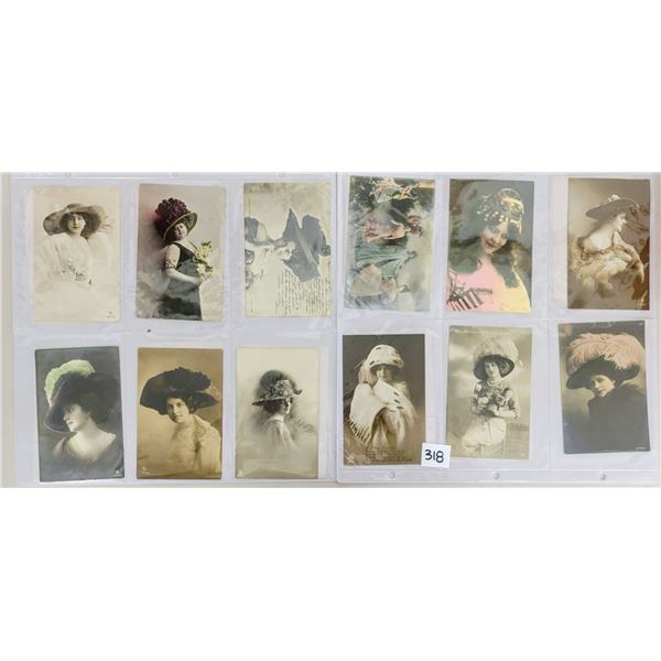 Real Photo Ladies with Hats 24 Postcards