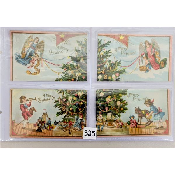 Novelty - Installment Christmas Tree Holiday Greeting Set of 4 Postcards
