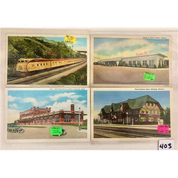 Curteich Linen Railroad - Train Postcards Approx. 160