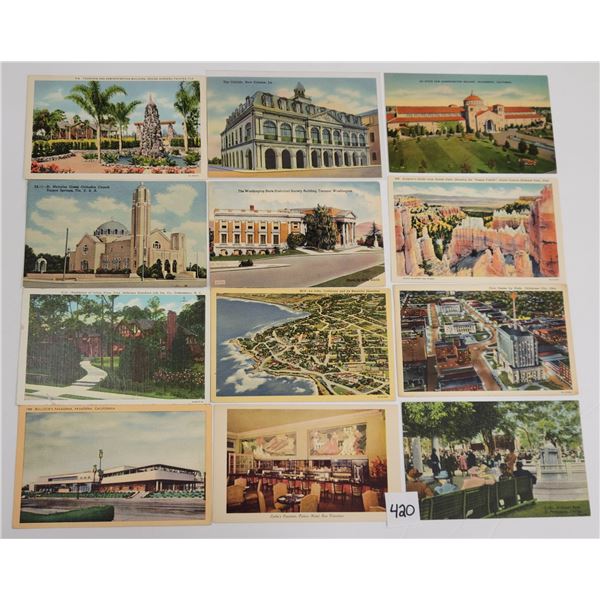 Box of Linen USA View Postcards Approx. 850