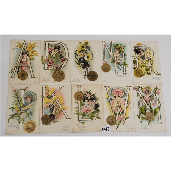 US State Girls by Platinachrome Co. 15 Postcards