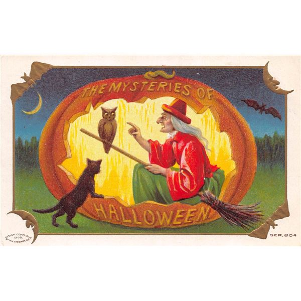 The Mysteries of Halloween Witch in Pumpkin with Cat & Owl Holiday PC
