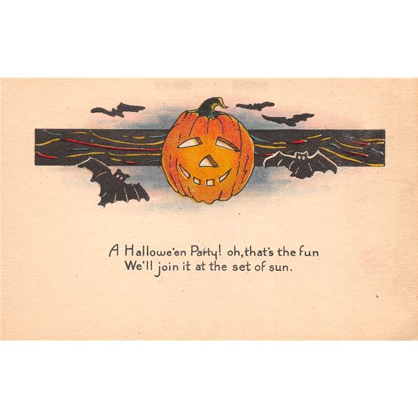 Halloween Jack - O - Lantern & Bats Holiday Greeting Postcard