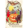 Image 1 : Halloween Witches Around Pumpkin & Black Cat Holiday Greeting PC