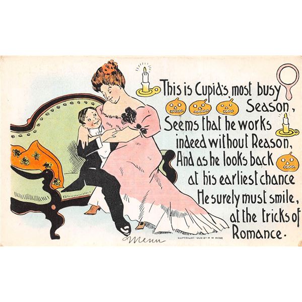 Romance Couple Halloween Greeting Holiday Greeting Postcard
