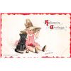 Image 1 : Brundage Halloween Girl & Black Cat Holiday Greeting Postcard
