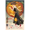 Image 1 : Winsch Greetings at Halloween Woman In Front of JOL with Goblins Postcard
