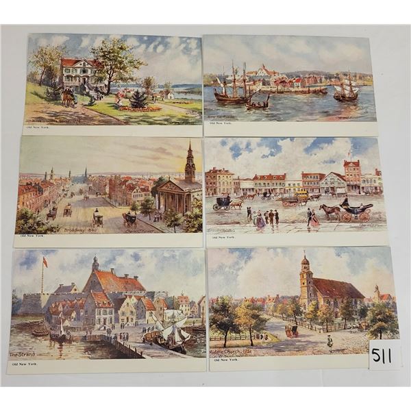 Tuck Group of 6 "Old New York" Postcards
