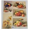 Image 1 : Group of 12 Klein Signed Artist Flowers & Fruit Postcards