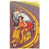 Image 1 : Auto Racing & Woman On Motorcycle Signed Artist Postcard