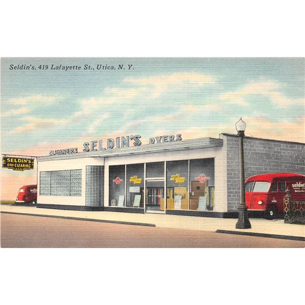Linen Advertising Sledin's Cleaners Utica, New York Postcard