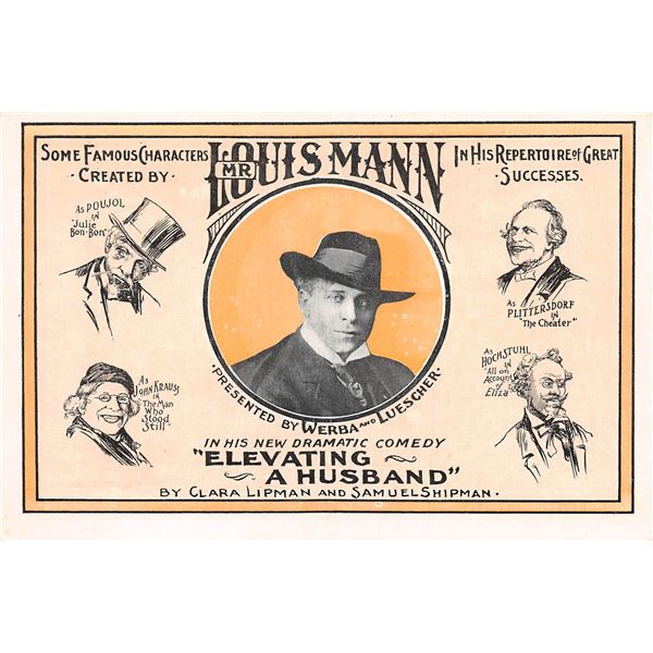 Mr. Louis Mann in Elevating a Husband at the Hollis Theatre Postcard
