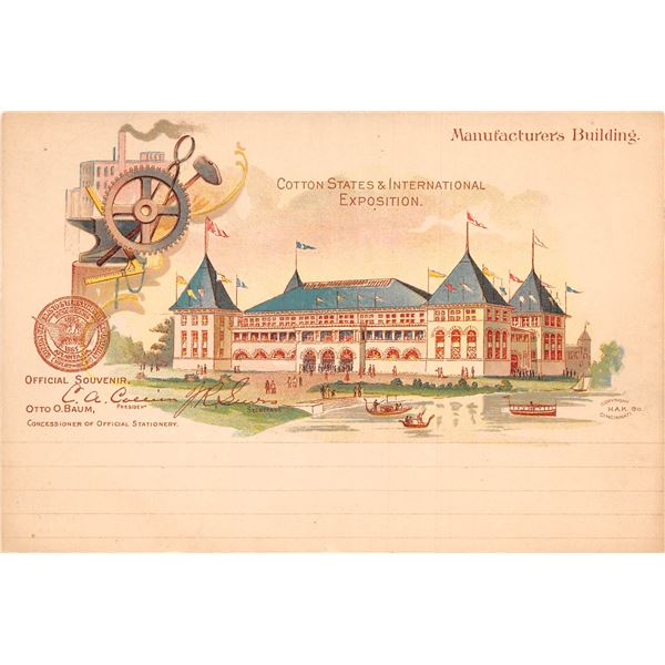 1895 Cotton States & International Exposition Manufacturers Building Souvenir Card