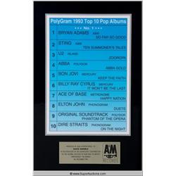 PolyGram 1993 Top 10 Pop Albums Thermo Plaque and Gold Record Award "Dare" {The Human League}
