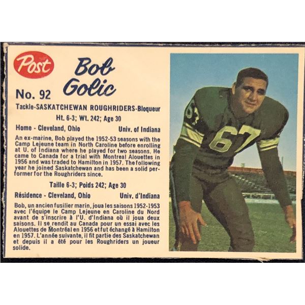 1962 POST CEREAL BOB GOLIC