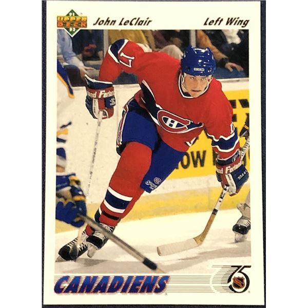 1991-92 UPPER DECK JOHN LeCLAIR ROOKIE CARD