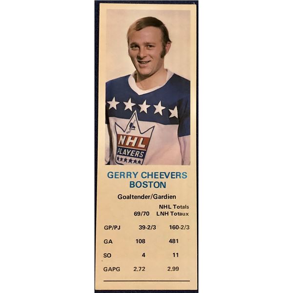 1970-71 DAD'S COOKIES GERRY CHEEVERS (HOF)