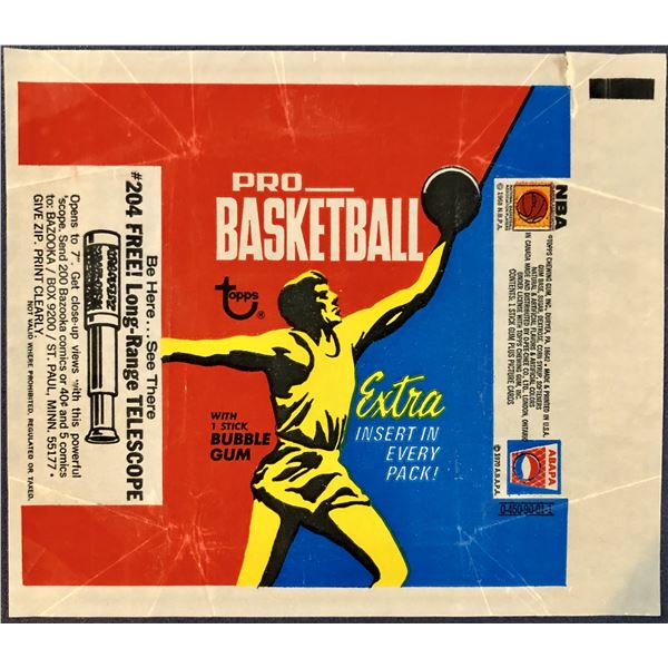 1971-72 TOPPS NBA BASKETBALL WRAPPER