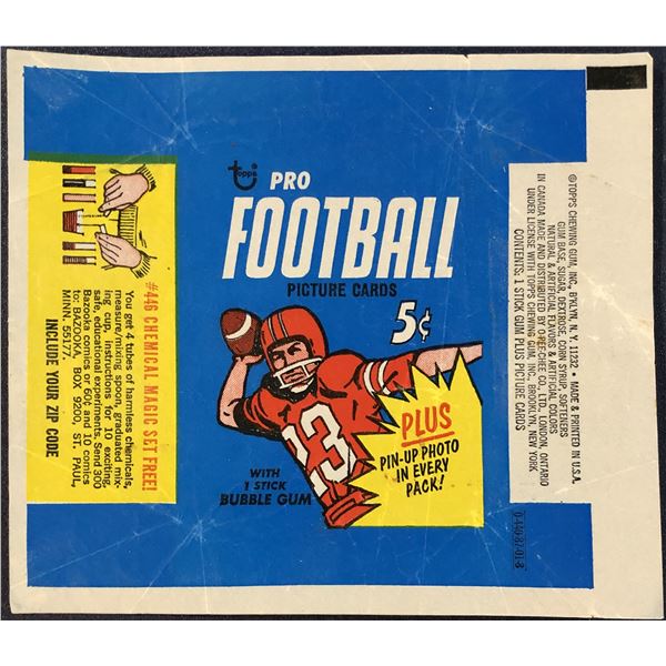 1968 TOPPS NFL FOOTBALL WRAPPER
