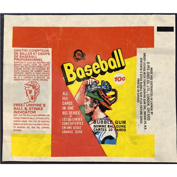 1973 O-PEE-CHEE BASEBALL WRAPPER