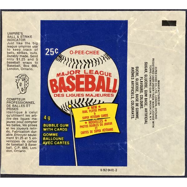 1983 O-PEE-CHEE BASEBALL WRAPPER
