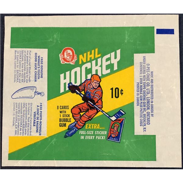 1970-71 O-PEE-CHEE NHL HOCKEY WRAPPER