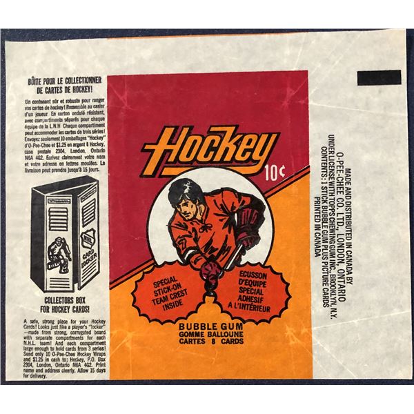 1973-74 O-PEE-CHEE NHL HOCKEY WRAPPER
