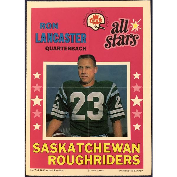 1971 O-PEE-CHEE POSTER RON LANCASTER (HOF)