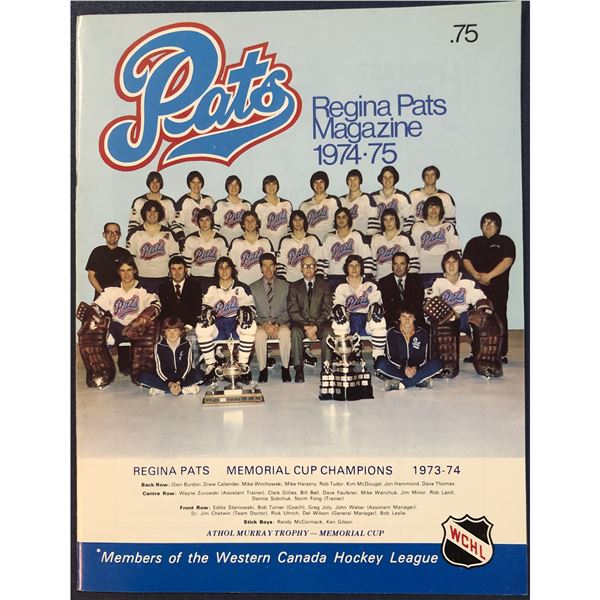 1974 REGINA PATS GAME PROGRAM - MEMORIAL CUP CHAMPIONS